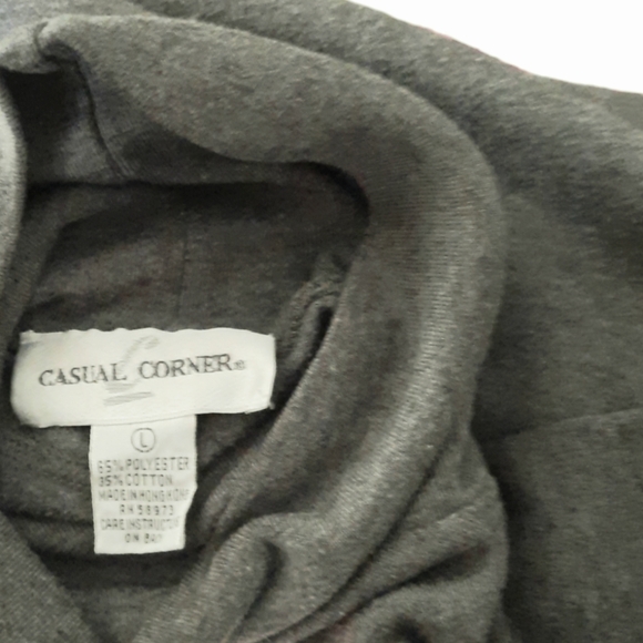 Casual Corner Mock Turtleneck Top Shirt Womens Size Large Long Sleeve Gray - Picture 6 of 8